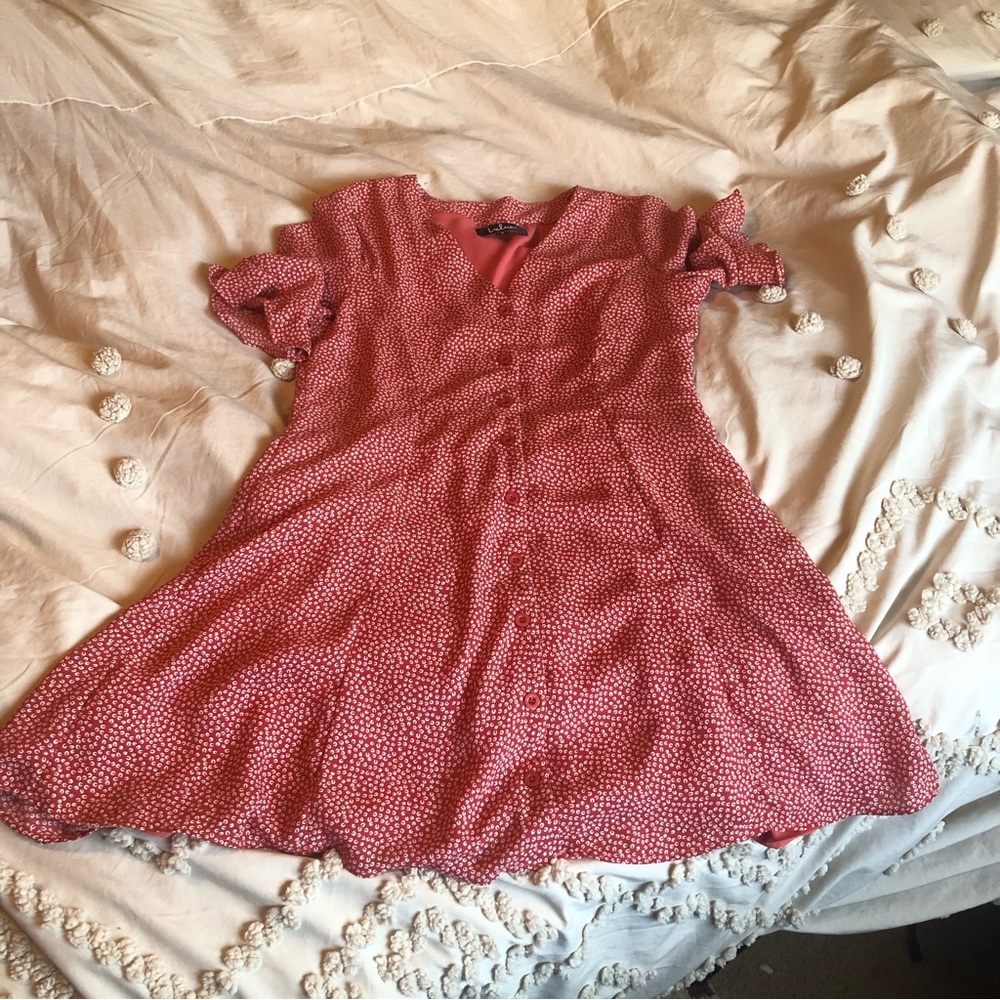 Castana Rust Red Print Button-Up Dress - Picture 2 of 10